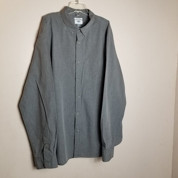 Old Navy Shirt Mens Size XL X-Large Gray Slim Fit Button Down Long Sleeve - Picture 1 of 9
